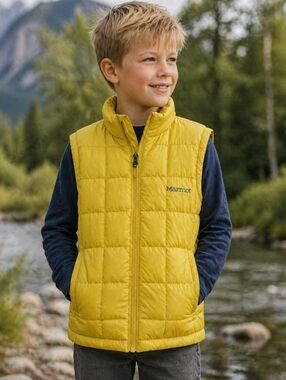 MARMOT Yellow Quilted Down Vest, SIZE M (BOYS/KIDS)